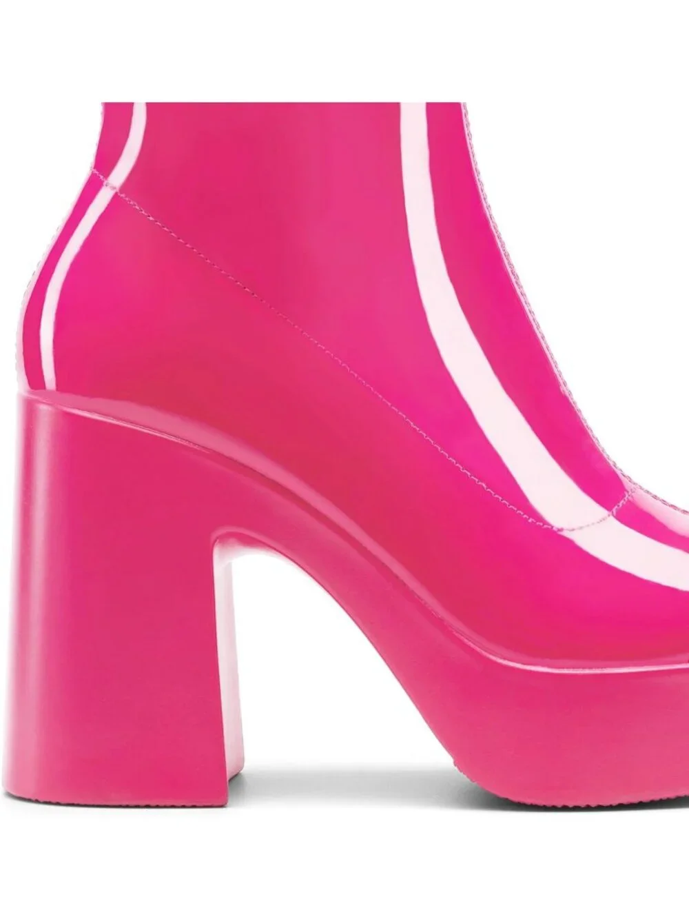 Dream Pairs Women's Hot Pink Pat Square Toe Gogo Chunky Block Heel Ankle Booties